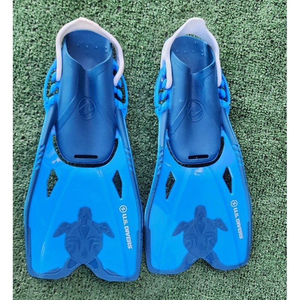 U.S. Divers Youth Small 9-13 Scuba /Snorkeling Flippers Fins Blue With Bag